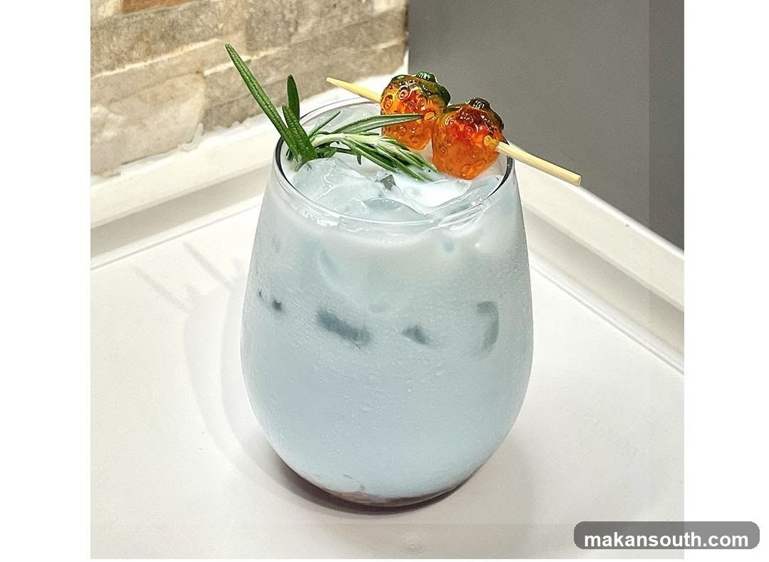 Blue Iced Drink with Garnish