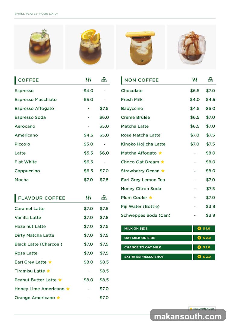 Small Plates, Pour Daily Menu