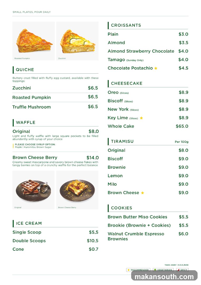Small Plates, Pour Daily Menu