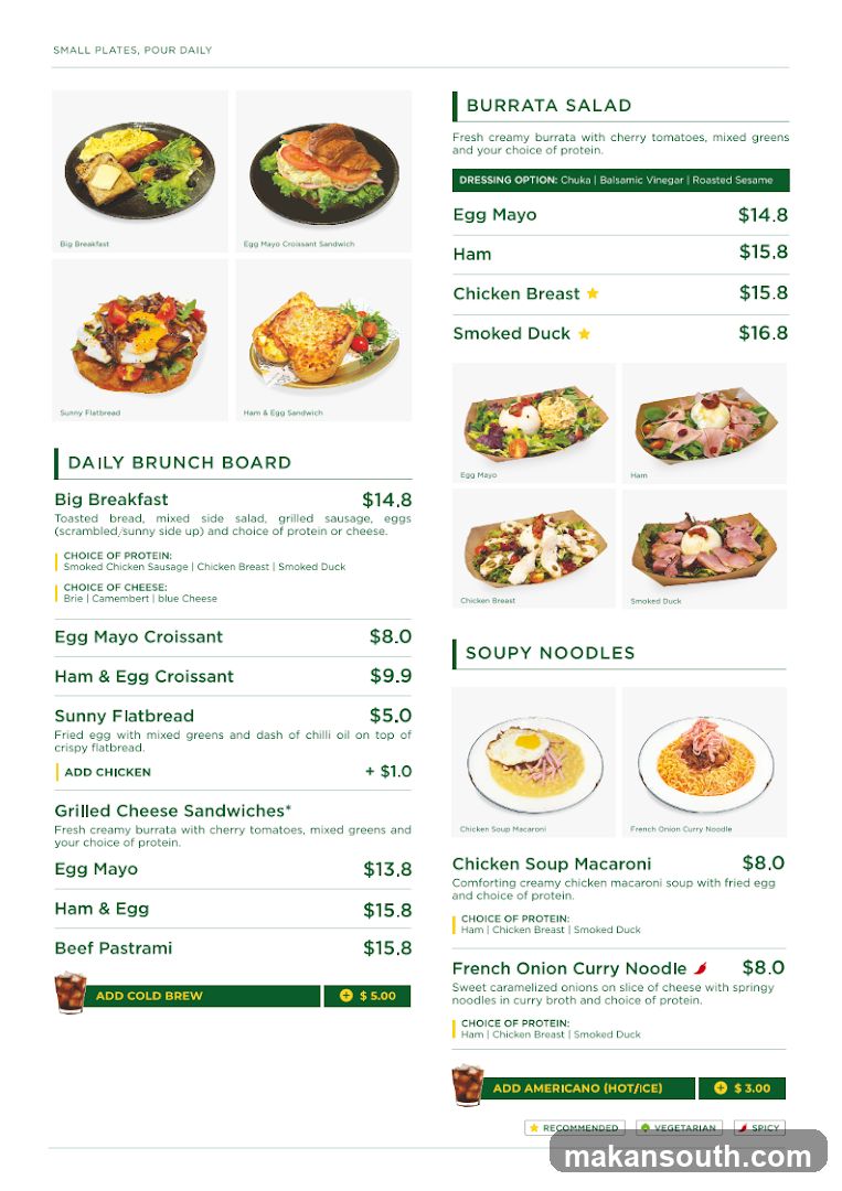 Daily Brunch Board & Soupy Noodles Menu
