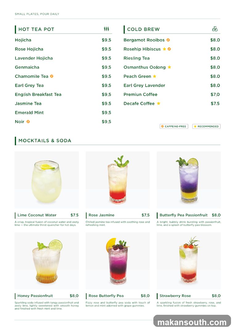 Small Plates, Pour Daily Menu