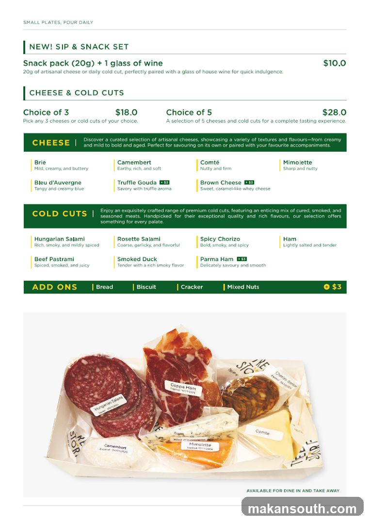 Small Plates, Pour Daily Menu