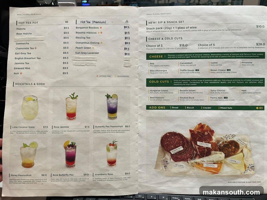 Tea and Snack Menu