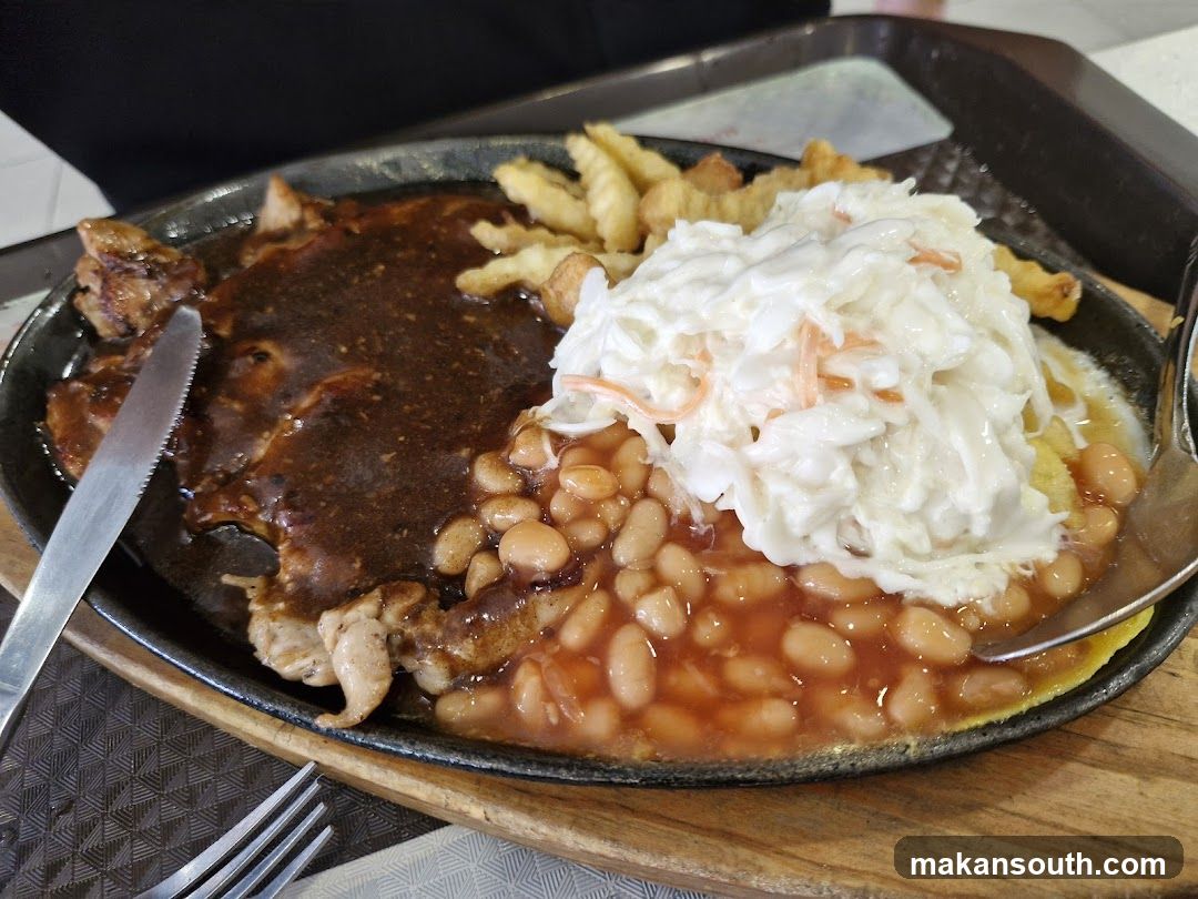 Served Meal with Beans and Coleslaw