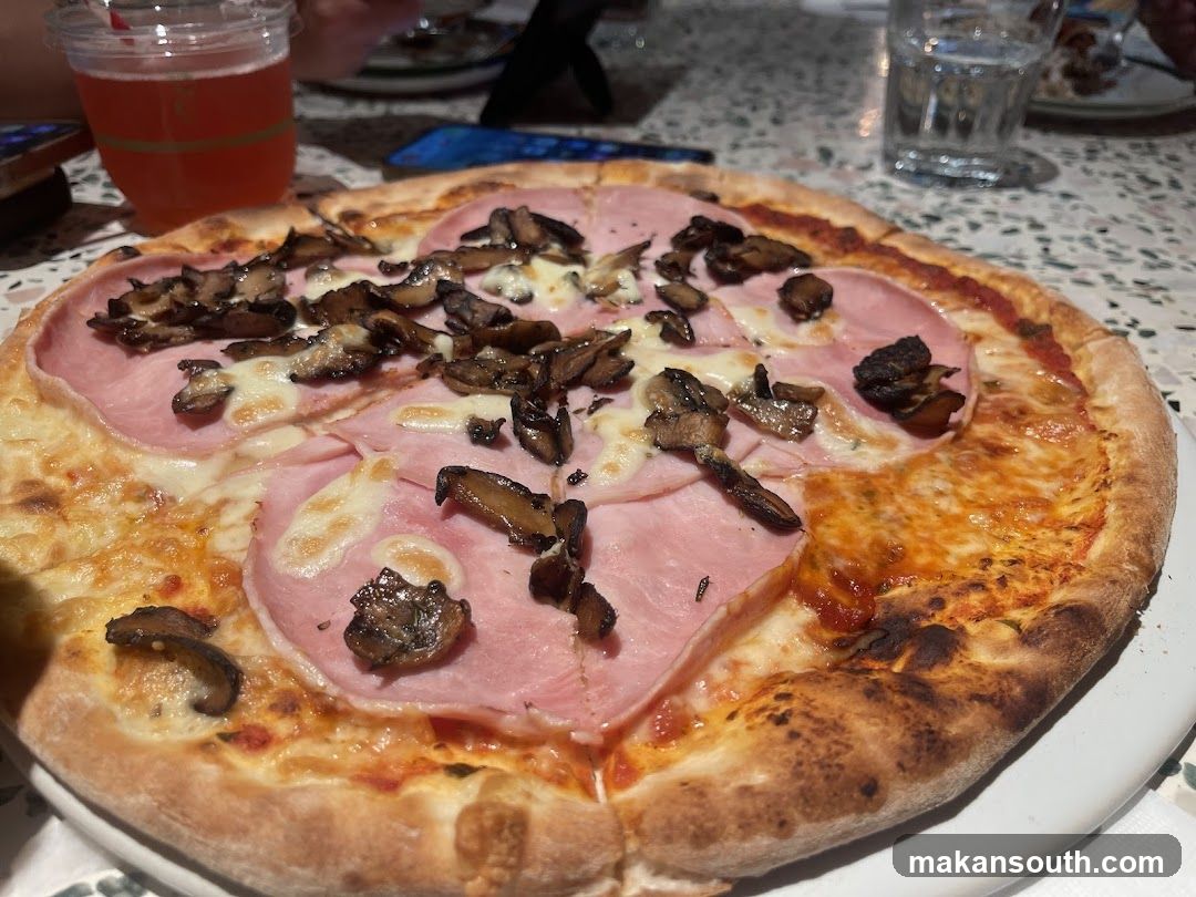 Pizza with Ham and Mushrooms