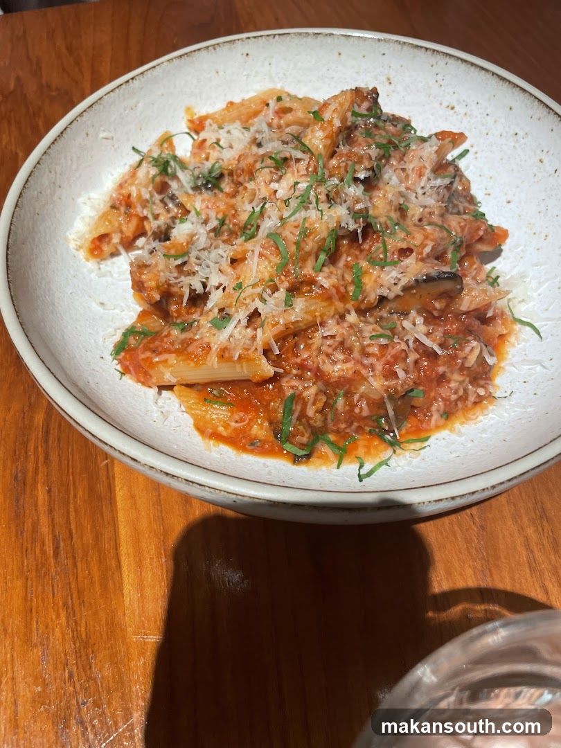 Pasta Dish with Tomato Sauce and Basil