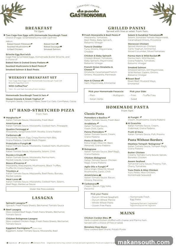 Da Paolo Gastronomia Menu