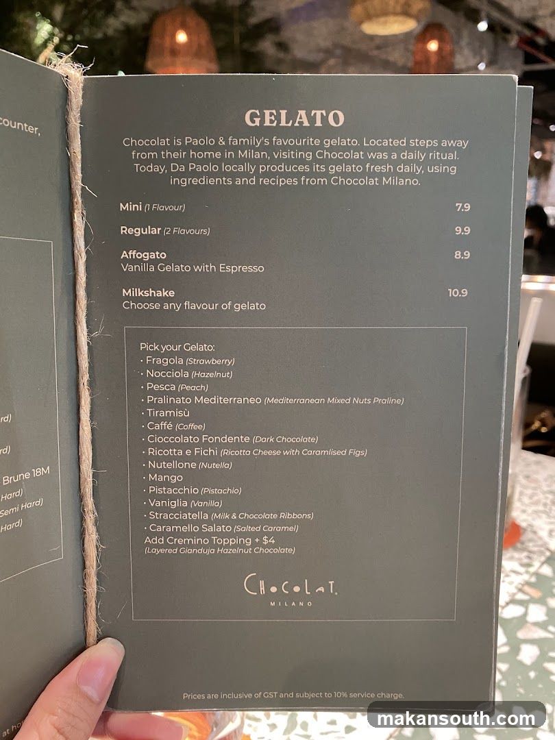 Gelato Menu