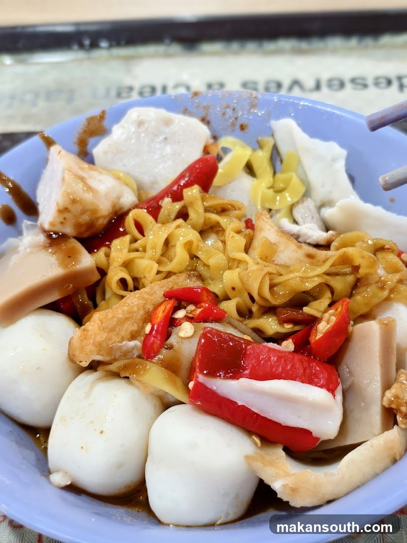 Noodle Dish with Fish Balls and Chili