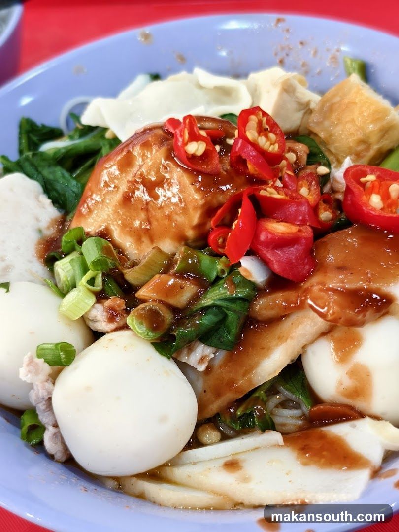 Noodle Dish with Fish Balls and Chili