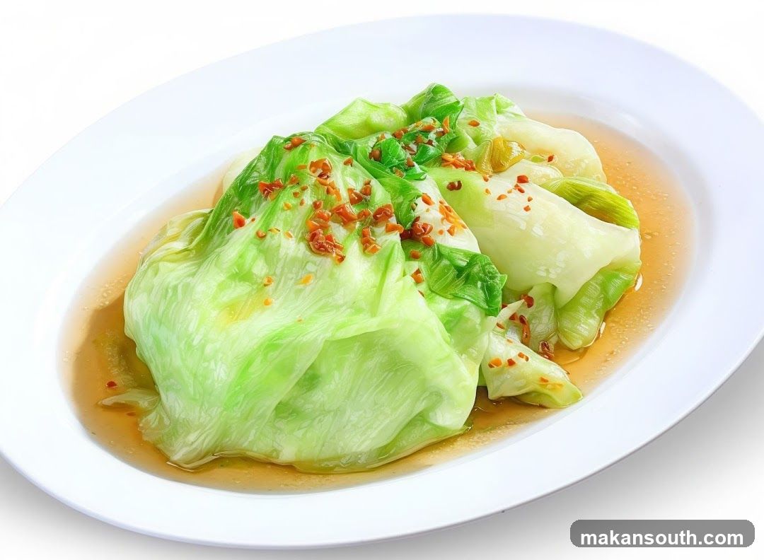 Steamed Cabbage with Sesame Oil and Chili Oil