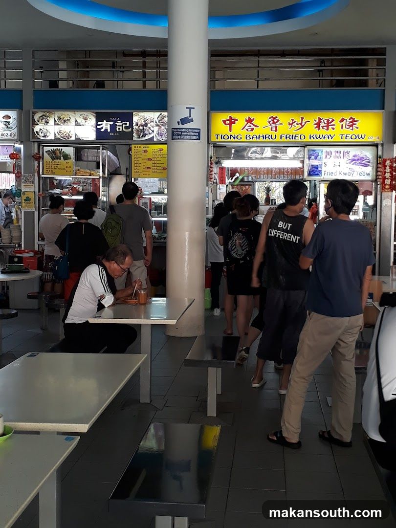 Food Court Interior with Queuing Customers