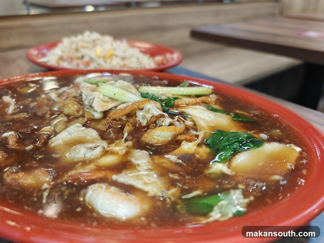 Dish with Broth and Fried Rice