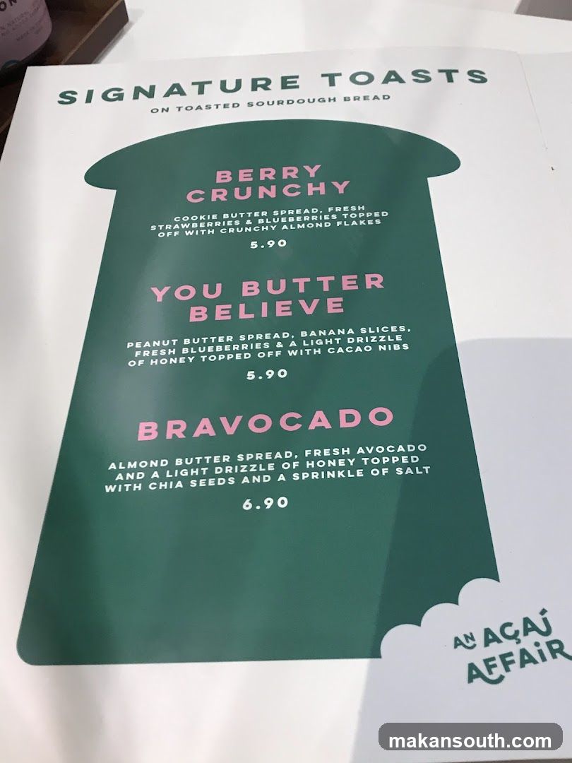 Signature Toasts Menu