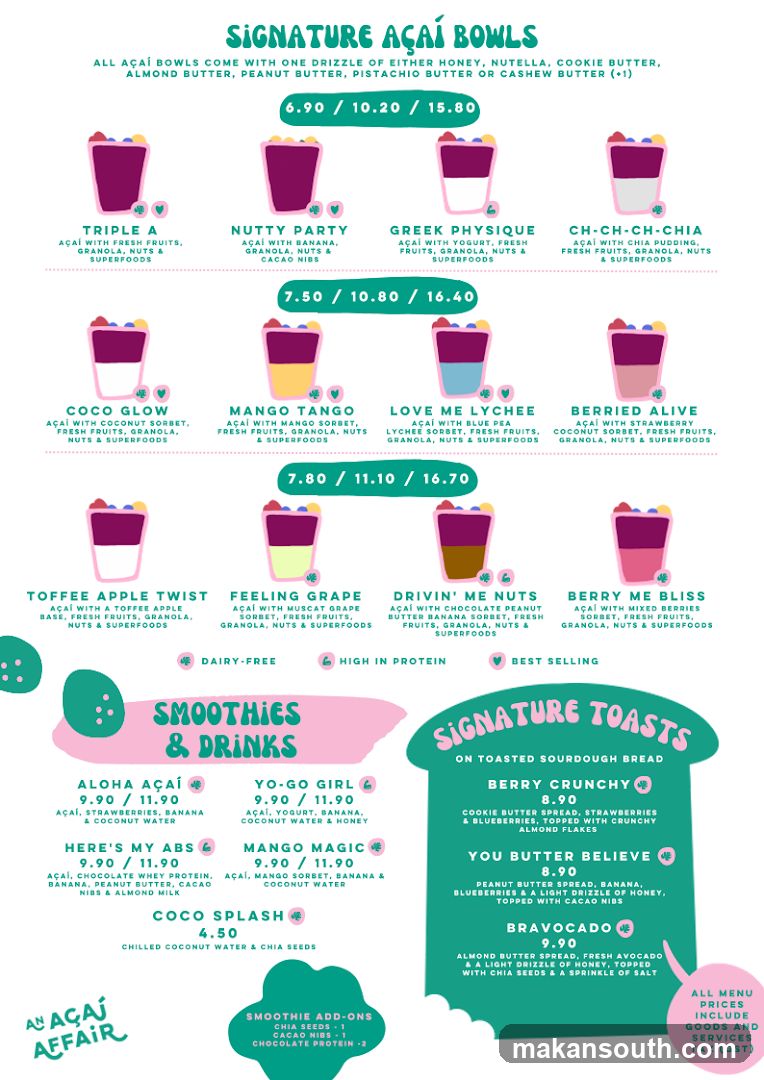 Açaí Affair Menu