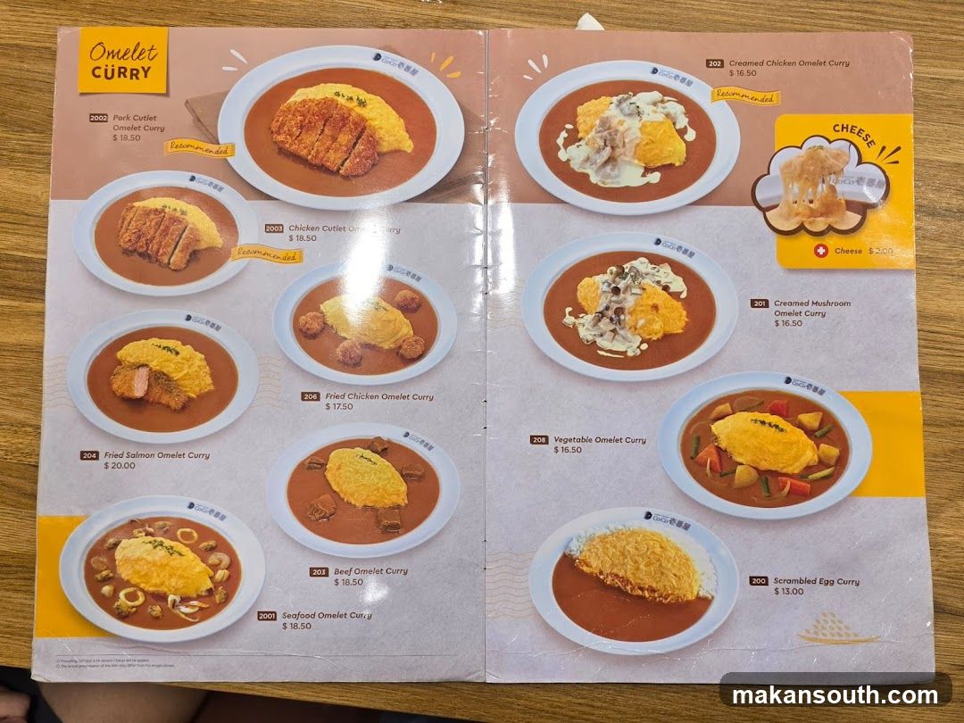 Omelet Curry Menu