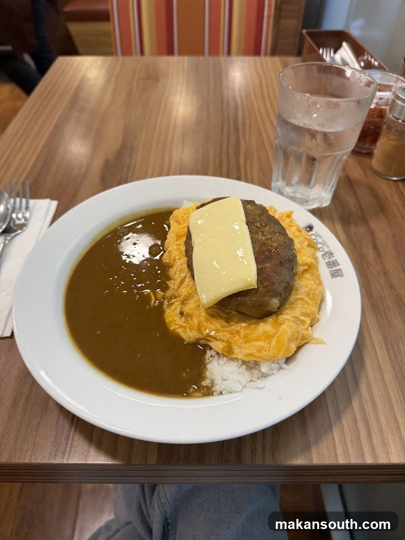 Curry Rice with Cheese Burger
