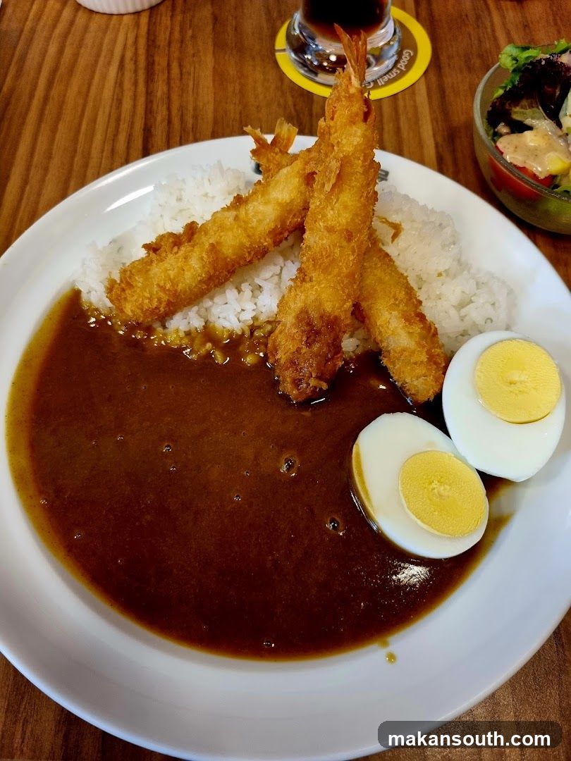Curry Rice with Tempura and Boiled Egg