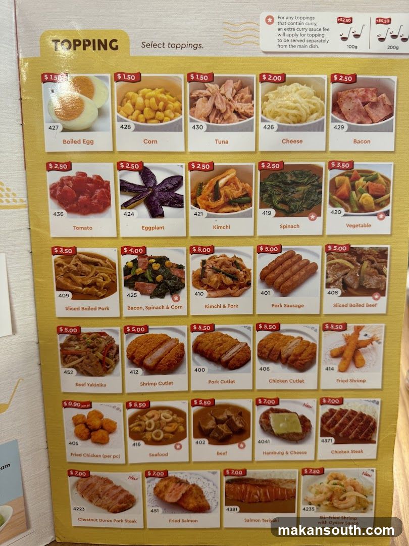 Topping Menu Board