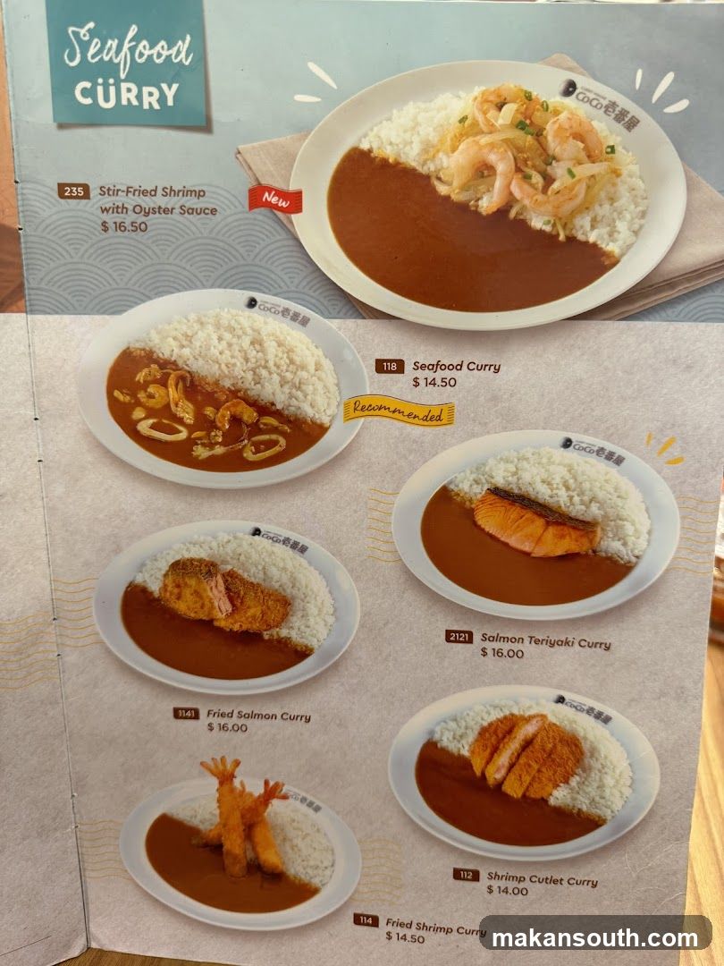 Seafood Curry Menu Page