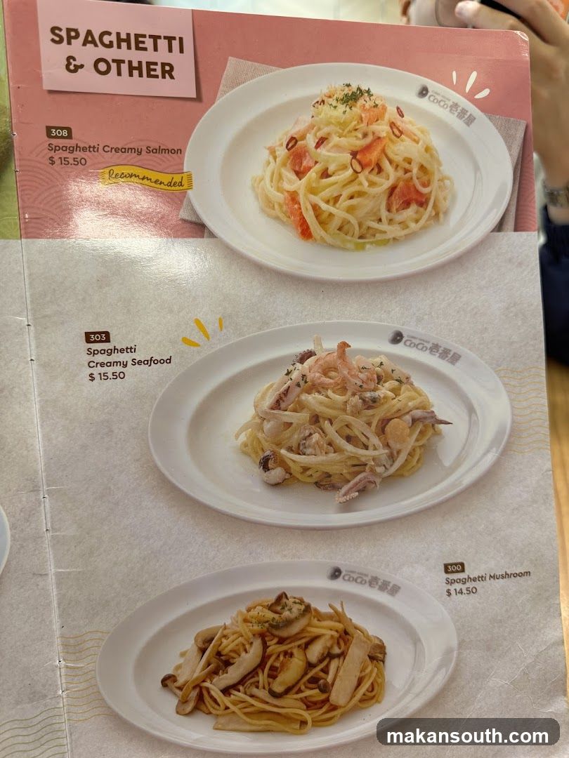 Spaghetti & Other Menu Page