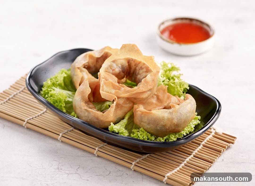 Fried Dumplings with Lettuce Garnish