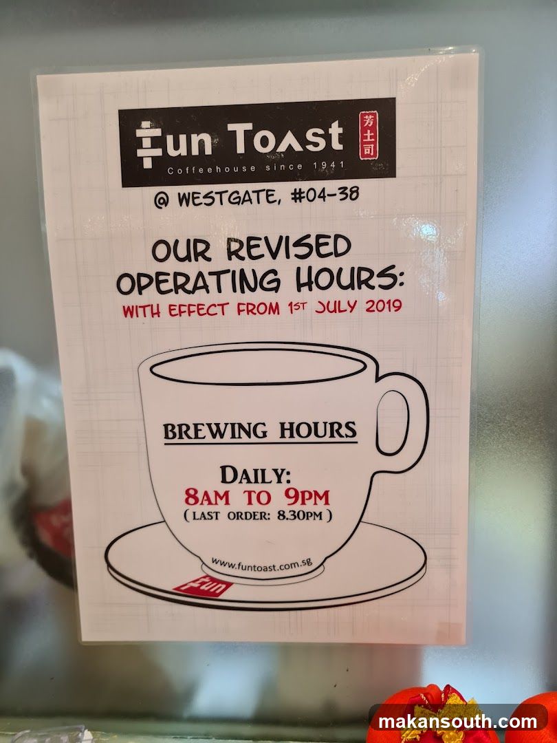 Fun Toast Revised Operating Hours Sign