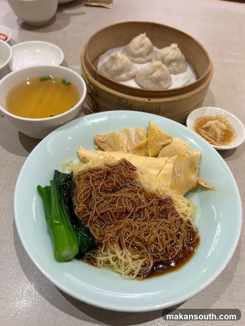 Dish with noodles and dumplings