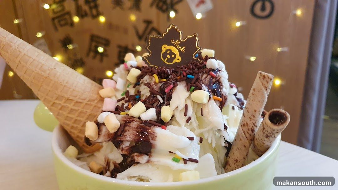 Ice cream dessert with toppings