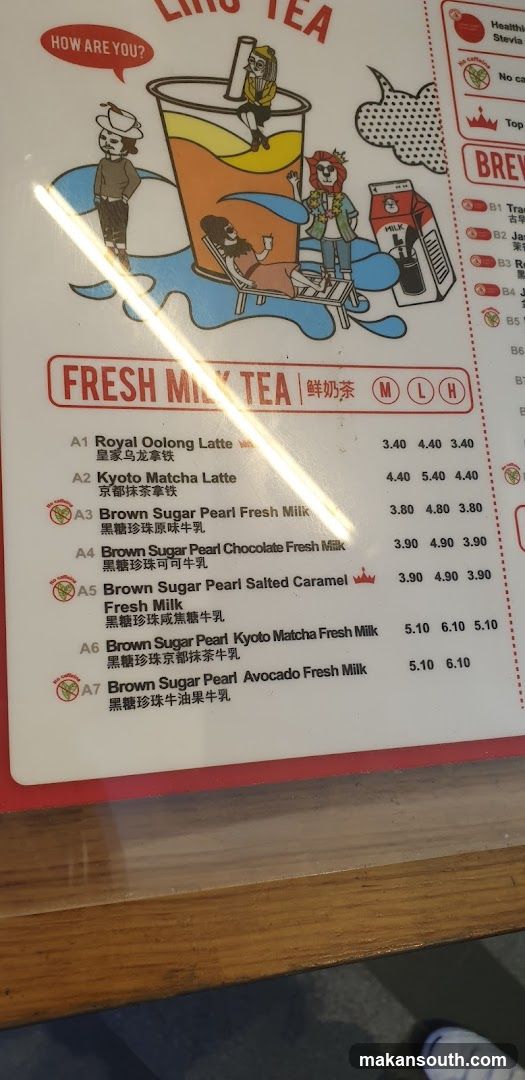 Fresh Milk Tea Menu