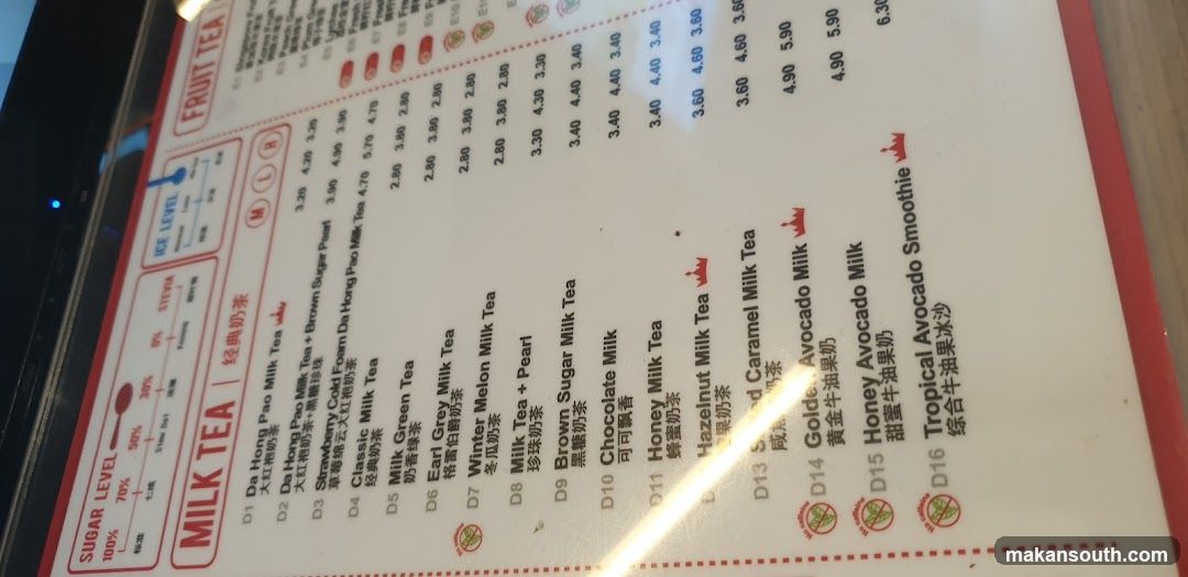 Fruit Tea Menu
