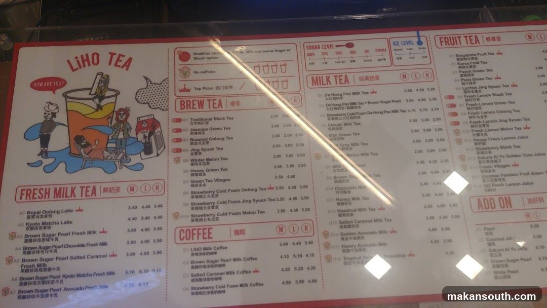 LIHO TEA Menu Board