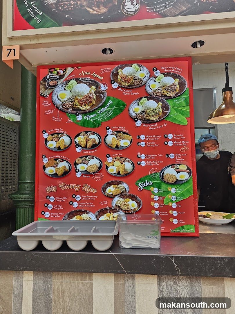 Nasi Lemak Ayam Taliwang Menu