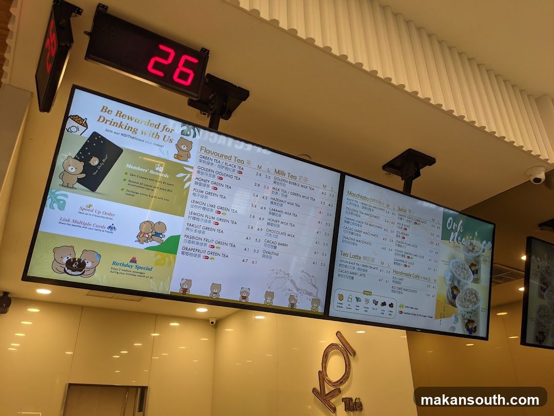 Koi Thé Menu