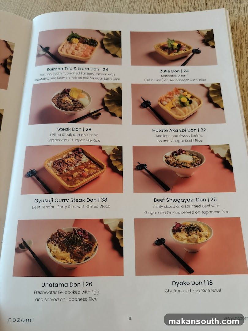 Nozomi Menu Page