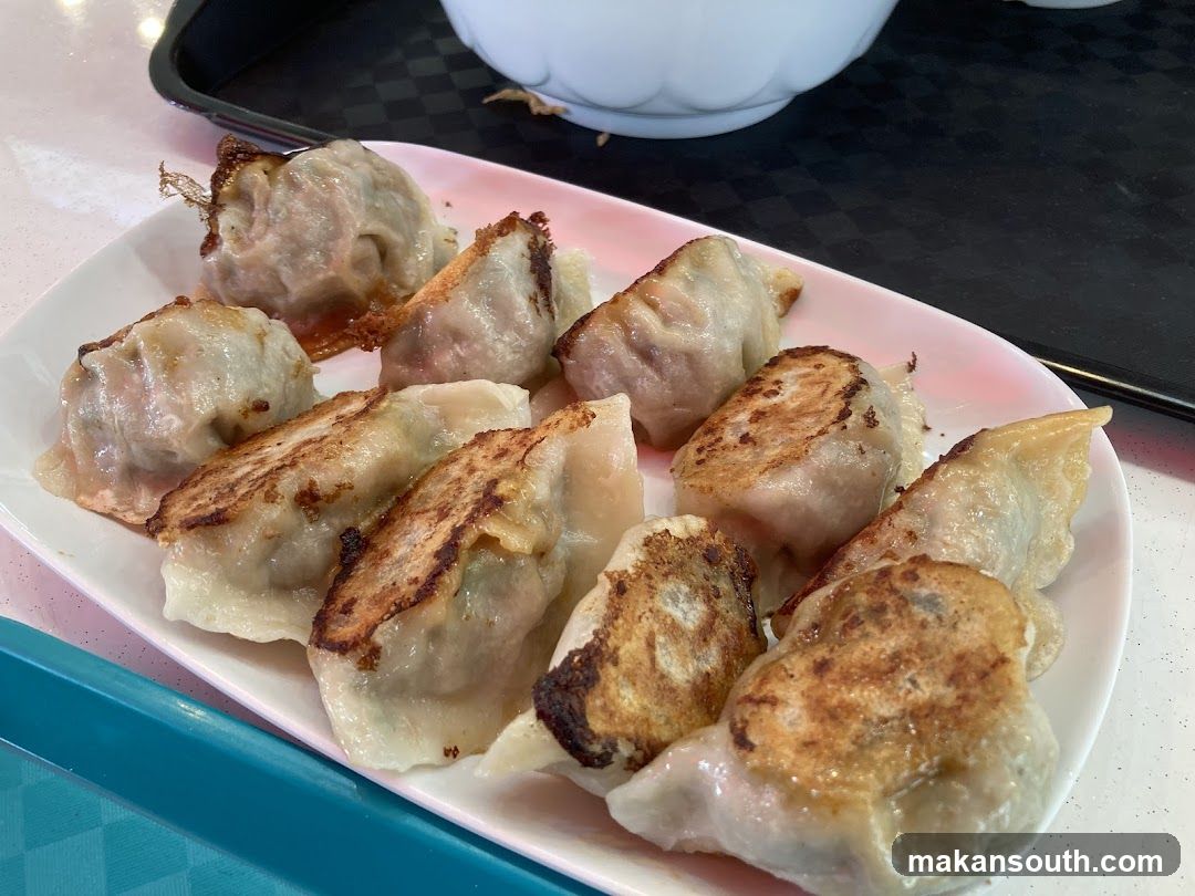 Pan-fried Dumplings on a Plate