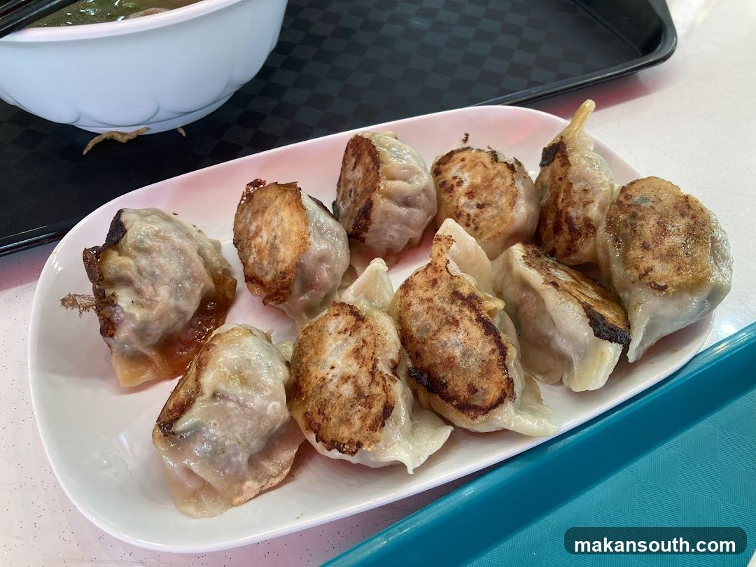 Pan-fried Dumplings on a Plate