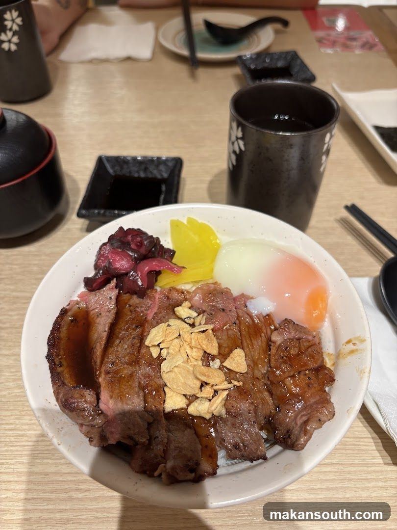 Beef Rice Bowl with Egg and Pickles