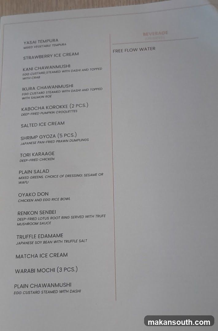 Japanese Restaurant Menu