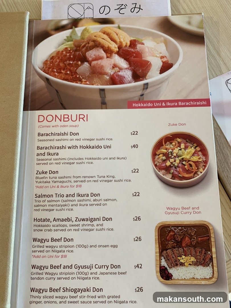 Donburi Menu Page