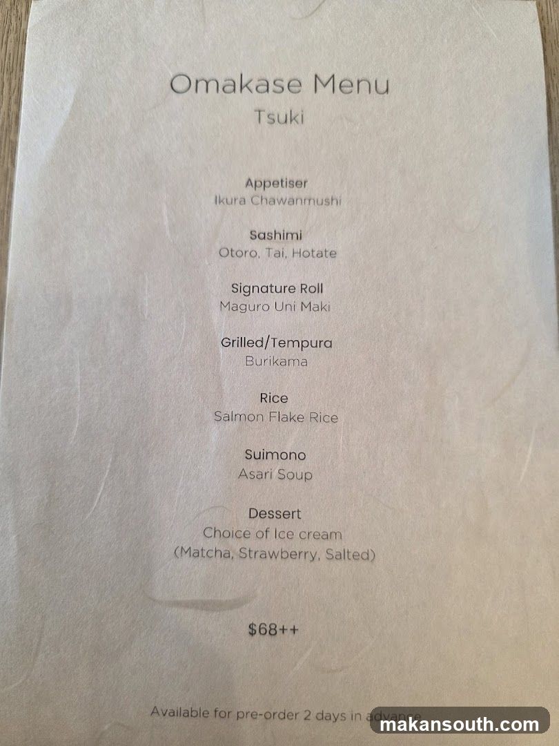 Omakase Menu Tsuki