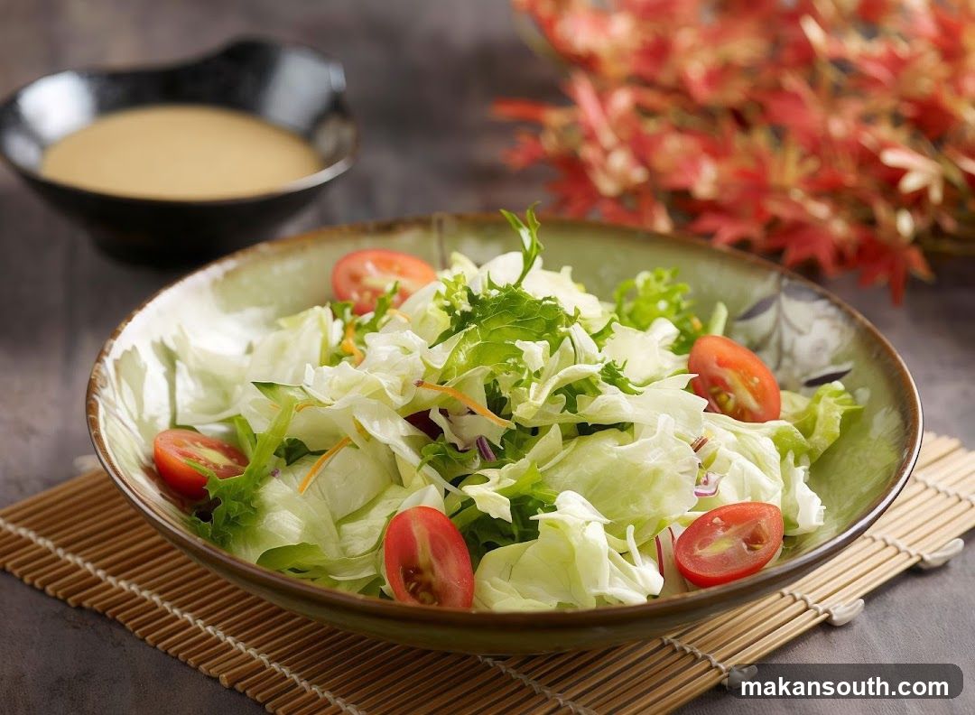 Fresh Salad Bowl with Tomatoes and Dressing