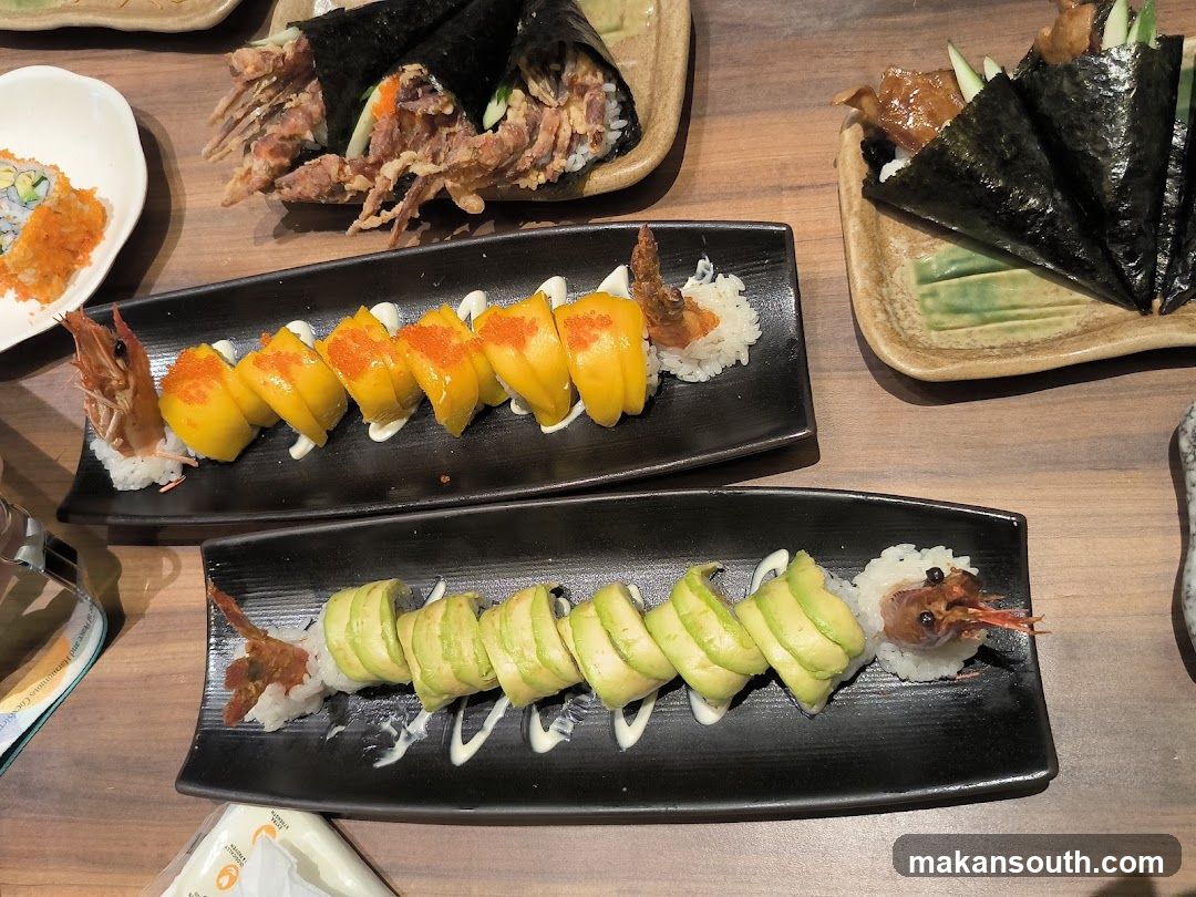 Sushi Platter with Avocado and Shrimp Rolls