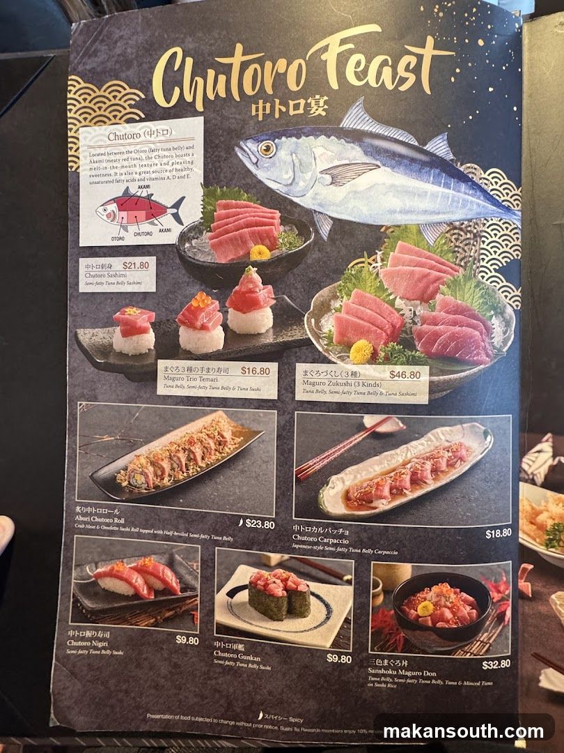 Chutoro Feast Menu