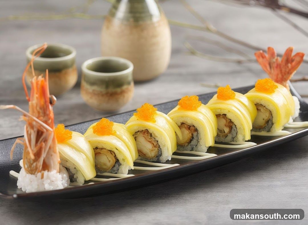 Sushi Roll with Shrimp and Caviar