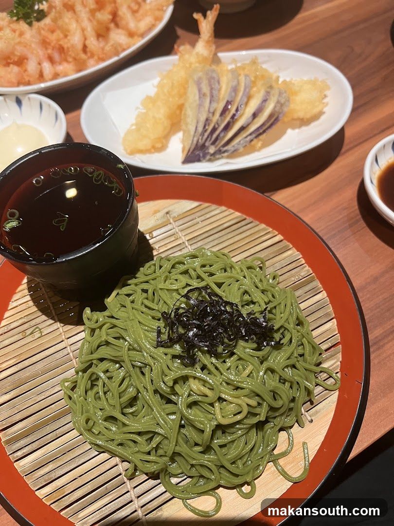 Matcha Soba with Tempura