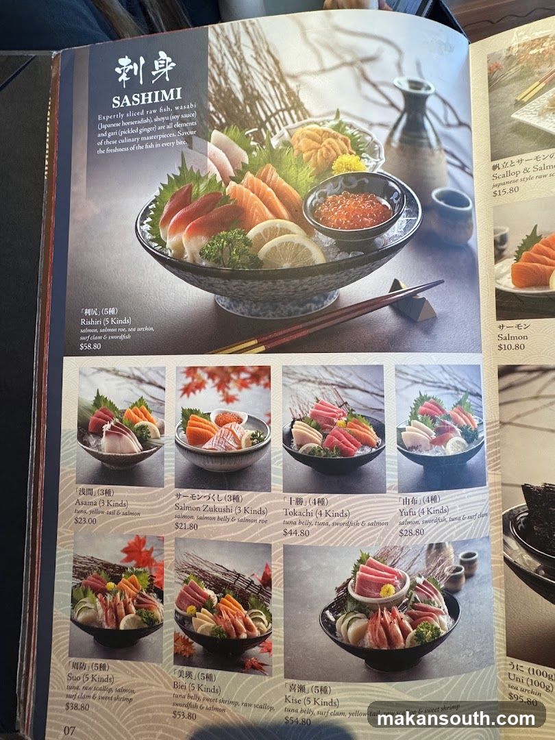Sashimi Menu Page