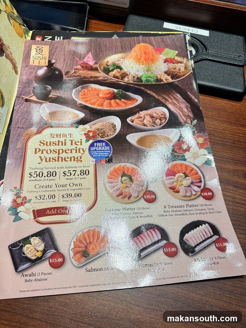 Sushi Tei Prosperity Yusheng Menu