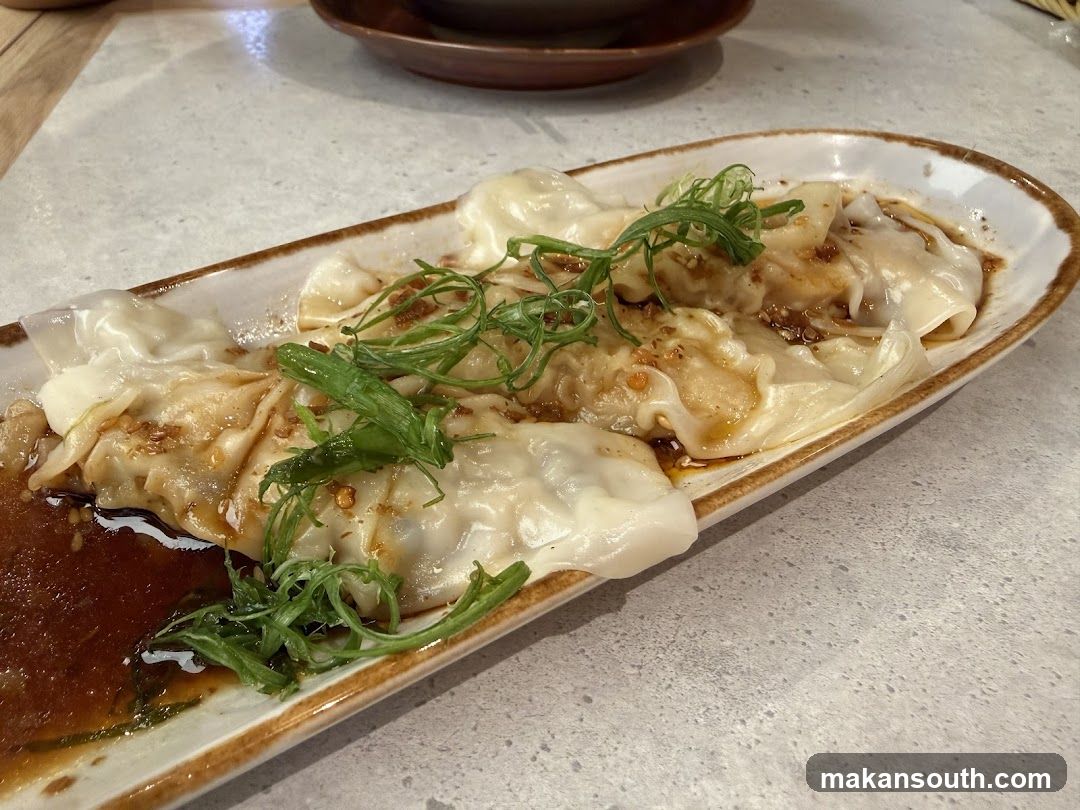 Dumplings with Sauce and Garnish