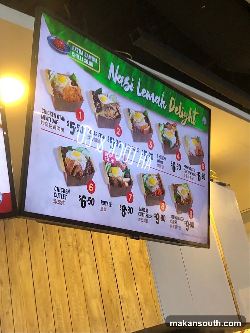 Nasi Lemak Delight Menu Board